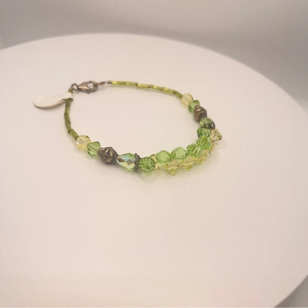 Bracelet 925 sterling green and yellow Australian crystals